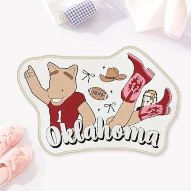Imagem de Allenjoy 79,5 cm x 52,8 cm Oklahoma Futebol Americano Tapetes de Banheiro Botas e Chapéu Tapete Tapete Antiderrapante Lavável