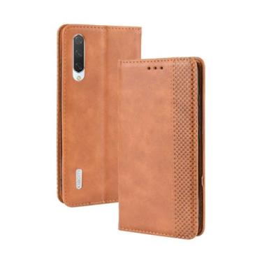 Imagem de Capa para XIAOMI Mi A3,Retro Flip magnético,Caso de telefone de couro PU,Design de carteira com 3 slots de cartão e 1 clipe de dinheiro -Brown