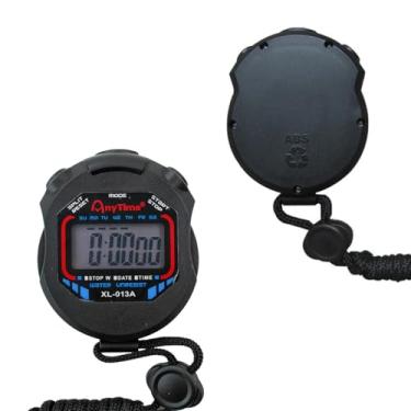 Imagem de Cronômetro Digital Esportivo XL-013A, Display LCD, Resistente à Água, Preto, com Cordão