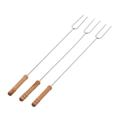 Imagem de Garfos para Churrasco Em Aço Inoxidável Com Cabo de Madeira de Faia 47,2 Cm