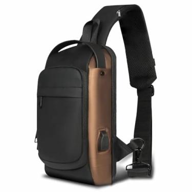 Imagem de Bolsa Transversal, ImpermeáVel, PráTica Bolsa De Ombro(PX3-Preto com Bronze)