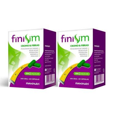 Imagem de Kit 02 Finisim Cromo E Fibras Maxinutri Zero Açúcar 60 Caps