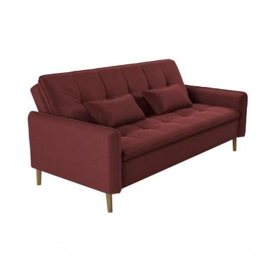 Imagem de Sofá Cama 3 Lugares Casal Premium Reclinável Com Almofadas 2,06 Larg Donna Matrix Veludo Vinho