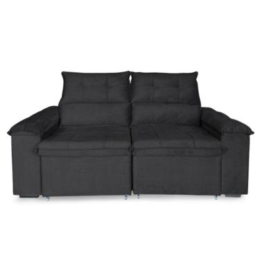 Imagem de Sofá Retrátil E Reclinável 3 Lugares Verona 1,80m - élpis Móveis Veludo Preto