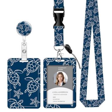 Imagem de Cordão retrátil para crachá de identificação com clipe e chaveiro, ajustável, bonito carretel de separação, durável e perfeito para mulheres enfermeiras, professoras, trabalhadoras de escritório