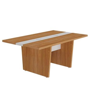 Imagem de Mesa Para Escritório Para Reunião Com 2 Tomadas Freijó/branco