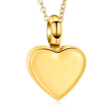 Imagem de Oinsi Joias de cremação de coração pequeno para urna de cinzas para mulheres e homens, suporte de cinzas memorial, lembrança de aço inoxidável, pingente de urna para medalhões de cinzas humanas, Sem