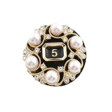 Imagem de Broche de pérola vintage número 5 para mulheres arte exclusiva Lucky Number Five lapela corpete para banquete de casamento terno vestido decoração acessório moda declaração joias