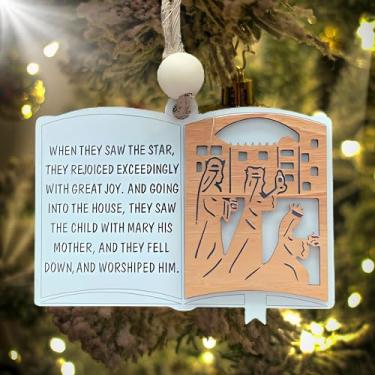 Imagem de Conjunto de enfeites de madeira para presépio rústico, decorações de Natal com detalhes de madeira elevados, decoração religiosa, presente para amigos e familiares (Ver 3)