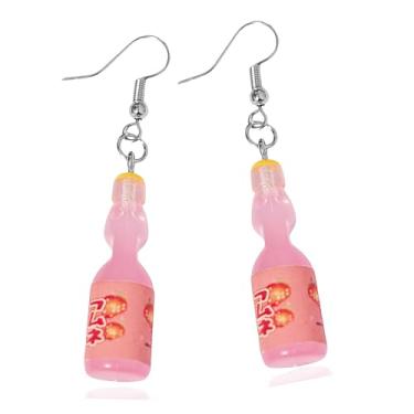Imagem de Brincos pop coreanos fofos simulação 3D garrafa de refrigerante brincos pendentes de festa para mulheres amantes de música presentes, Zinco Resina, Sem pedra preciosa