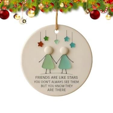 Imagem de Rrlihjgu Ornamentos De Amizade Para Mulheres Amigas | Enfeite Decorativo De Árvore De Natal Em Acrílico | Formato de Coração Esculpido à Mão Pingente Artesanal - Decoração para Irmã Mulher Aniversário