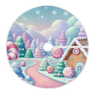 Imagem de GOODOLD Candy Land – Saia para árvore de Natal, 121 cm, decoração de árvore de Natal, tapete para decoração de casa