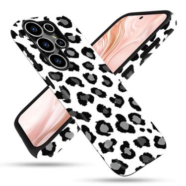 Imagem de FGDRFGRW Capa projetada para Samsung Galaxy S25 Ultra, 2 camadas TPU + PC, capa protetora à prova de choque – estampa de leopardo preto e branco