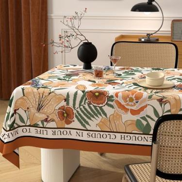Imagem de Toalha de mesa floral vintage para mesas retangulares estilo francês toalha de mesa rústica, estampa de flores, resistente ao desgaste, vinil impermeável, capa de mesa de PVC para cozinha, acampamento