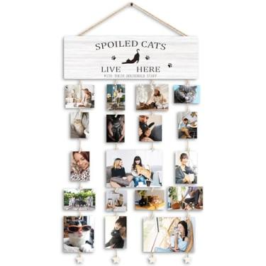 Imagem de Dilemat Porta-retrato de gato, mãe, senhora, amantes, donas, presentes para mulheres, para pendurar fotos, presentes para amantes de animais de estimação, suporte de foto para pendurar em madeira para