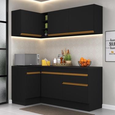 Imagem de Cozinha Compacta De Canto Multimóveis Armário e Balcão Preta