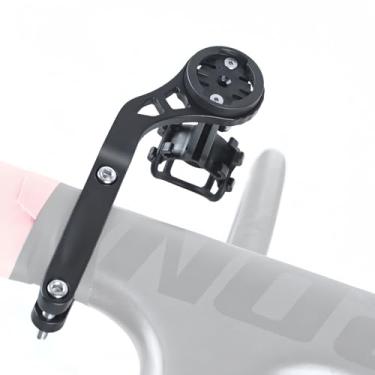 Imagem de NELboNs Suporte de computador de bicicleta para barra plana compatível com Gar min, Bry ton, Wa hoo GPS Computadores Suporte de alumínio para suporte de câmera esportiva e kit de suporte de luz