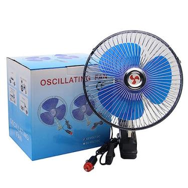 Imagem de Sunicon Ventilador de carro de 12 V, 20 cm 360° giratório portátil, silencioso, potente ventilador de ar de resfriamento com clipe ajustável e plugue de isqueiro para veículo, carro, caminhão, furgão