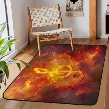 Imagem de Tapete de área para sala de estar, lavável à máquina, galáxia, música, notas, antiderrapante, tapete macio, para sala de estar, quarto, sala de jantar, berçário, cozinha, decoração de casa