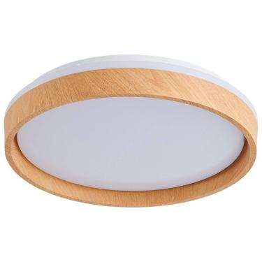 Imagem de Plafon de Sobrepor Redondo Estilo Madeira 38,5cm Led 20W 3 em 1 Bivolt 16121-PL