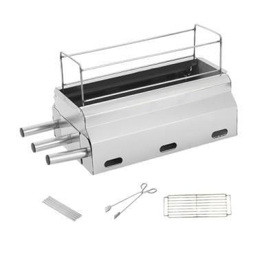 Imagem de Ioensy Churrasqueira portátil com grelha de mesa retrátil, ao vento e estável, ideal para cozinhar em pátios, festas, praia e quintais, L