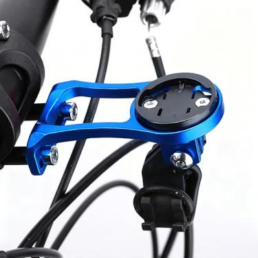 Imagem de Suporte de bicicleta para computador de ciclismo Suporte de extensão de haste de liga de alumínio para suporte de lanterna de bicicleta azul