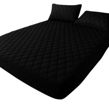 Imagem de Capa Protetora de Colchão Impermeável Matelado Com Elástico para Cama| Proteção Antivazamentos, Antialérgica e Respiravel | Fácil de Colocar e Lavar na Máquina(preto)