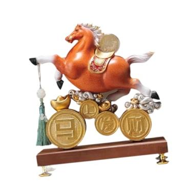 Imagem de Bothyi Estatueta de Cavalo em Resina, Ideal para Presentear, Acabamento Fino, Decoração de Mesa, Estatueta Feng Shui para Quarto e Lareira, Laranja