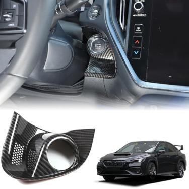 Imagem de Yinanlutos Motor Start Stop Frame Frame Trim Compatível com Subaru WRX 2022 2023 2024 2025+ Um botão de arranque adesivo painel de acabamento acessórios interiores 1 peça (padrão de fibra de carbono)