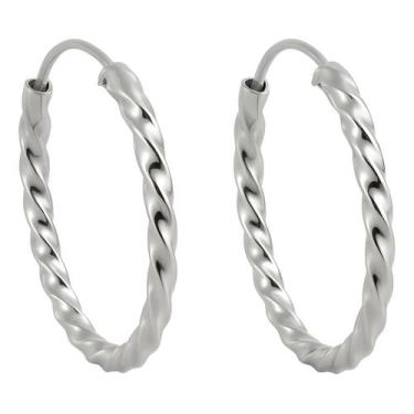 Imagem de Brinco Argola Redonda Fio Torcido 1,5cm Em Prata 925 - Princesa das Pr