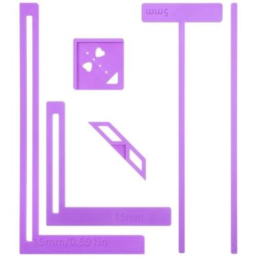 Imagem de 6 peças de ferramentas de encadernação de livros, kit de ferramentas de scrapbook fácil para iniciantes, régua L + régua T + I régua + esquadria de canto + guia de ilhós para diário, caderno, projetos