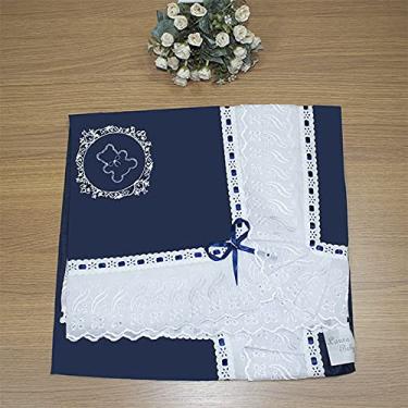 Imagem de Manta Infantil para Bebê com Lasie 100% Algodão - Urso Arabesco Azul Marinho