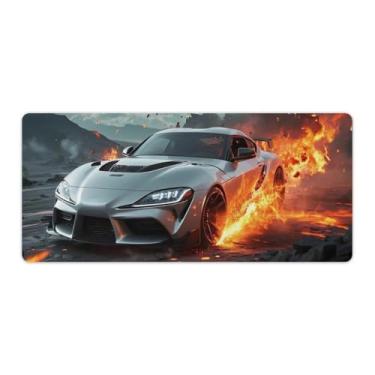 Imagem de HouLaiZhe JDM Tapetes de mouse esportivos SUP Fire Mountain Cool Gaming JDM Car Desk Pads grandes para teclado de mesa de computador 40 x 90 cm