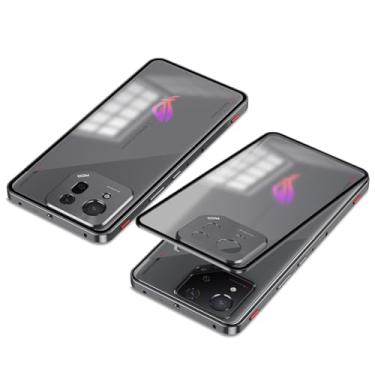 Imagem de QUIETIP Capa compatível com Asus ROG Phone 8 e 8 Pro 5G com protetor de tela, moldura de metal + capa traseira de superfície fosca de PC, cinza