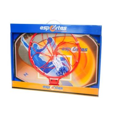 Imagem de Tabela de Basquete com Aro e Rede, Metálico, 60x55x18 cm, para Crianças a partir de 6 anos, Ferro e Plástico