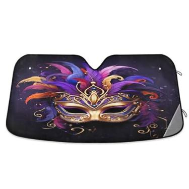 Imagem de Wassud Para-brisa para-sol acessórios de carro dobrável para janela frontal de carro blocos raios UV máscara de baile de máscaras de carnaval refletivo 70 x 139 cm