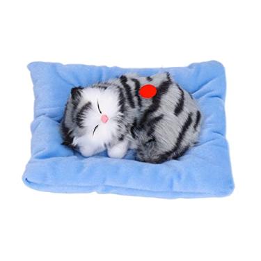 Imagem de ZAWELIYO Brinquedo de Gatinho Dormindo Realista de Gato Falso Com Efeito Sonoro para Crianças e Idosos Pelúcia 7,1 X 6,3 pol. (Gato cinza carvão ativado)