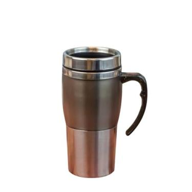 Imagem de Caneca Térmica Aço Inox 400ml Coffee Time com Tampa – Parede Dupla, Mantém Temperatura por Horas e Design Moderno