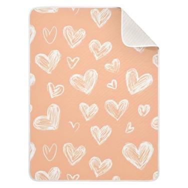 Imagem de xigua Cobertor de bebê de coração branco para bebês, cobertores leves e macios de algodão para berço, carrinho de bebê, berçário, 76 x 101 cm