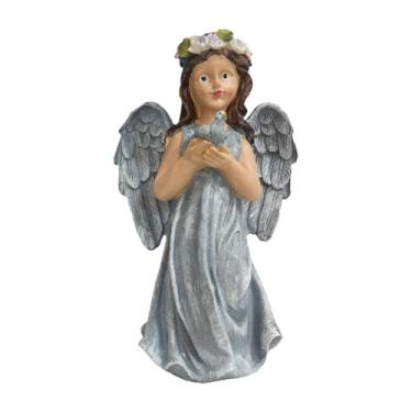 Imagem de BLWOTMOR Estátua de Anjo em Resina, Coleção de Artesanato com Figura de Pomba, Ornamento de Mesa para Sala de Estar, Presente de Aniversário