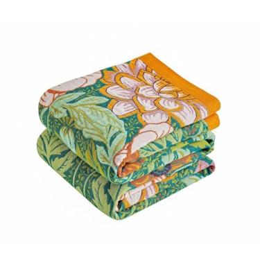 Imagem de Tvqbxp Cobertor boêmio, cobertor de outono de 203 x 228 cm para cama, colcha de musselina 100% algodão com estampa floral, decoração rústica vintage de casa de fazenda, cobertor de cama reversível