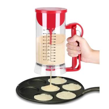 Imagem de HERCHR Dispensador de massa de panqueca, separador de creme, funil, máquina de bolo, misturador elétrico de panquecas, ferramentas de cozimento de medição manual para biscoitos de cupcake (bateria não incluída)