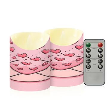 Imagem de Wassud Pacote com 2 envelopes com corações voadores velas sem chama com controle remoto, velas realistas cintilantes com temporizador, velas decorativas para Natal, casamento, festa, decoração de casa