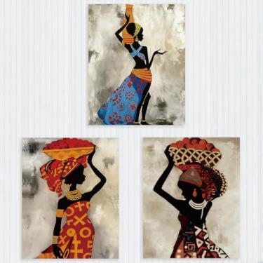 Imagem de Decoração de parede feminina tribal africana, pôsteres vintage sem moldura para paredes, decoração de parede para casa, sala de estar, banheiro, quarto, presentes de inauguração de casa para amigos da