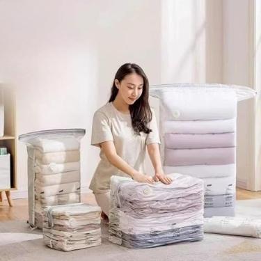 Imagem de Sacos de armazenamento a vácuo resseláveis para viagem e armazenamento a vácuo, bolsa conveniente para armazenamento doméstico (bolsa plana, média)