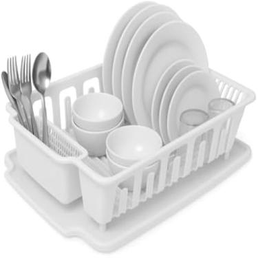 Imagem de Escorredor de cozinha para pratos, copos e talheres, organizador util, duravel,branco