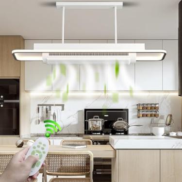 Imagem de Ventilador de teto discreto com luzes, 100 cm, montagem embutida, controle remoto, LED branco, dimerizável continuamente, sem pás, silencioso, lustre quadrado para quarto.