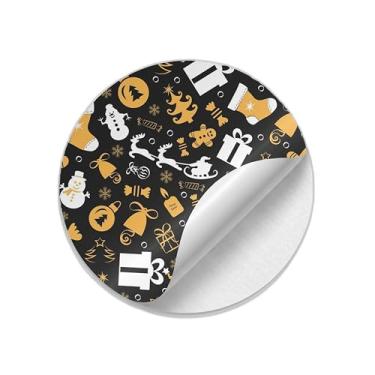 Imagem de Adesivos Redondos Natalinos 25 Unidades com Ilustrações em Vetor - Tamanho 30x30cm