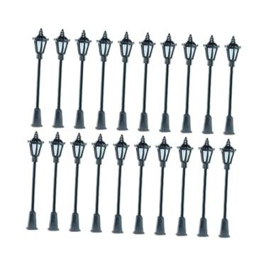 Imagem de menolana Miniaturas de postes de iluminação para ferromodelismo, escala 1:75, para projetos de construção de maquetes ferroviárias e iluminação de caminhos, 20 Unidades