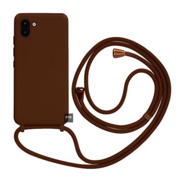 Imagem de Capa Case Capinha Para Samsung Galaxy A07 Silicone Com Cordão Alça De Pescoço Ajustável Veludo Premium (MARROM)